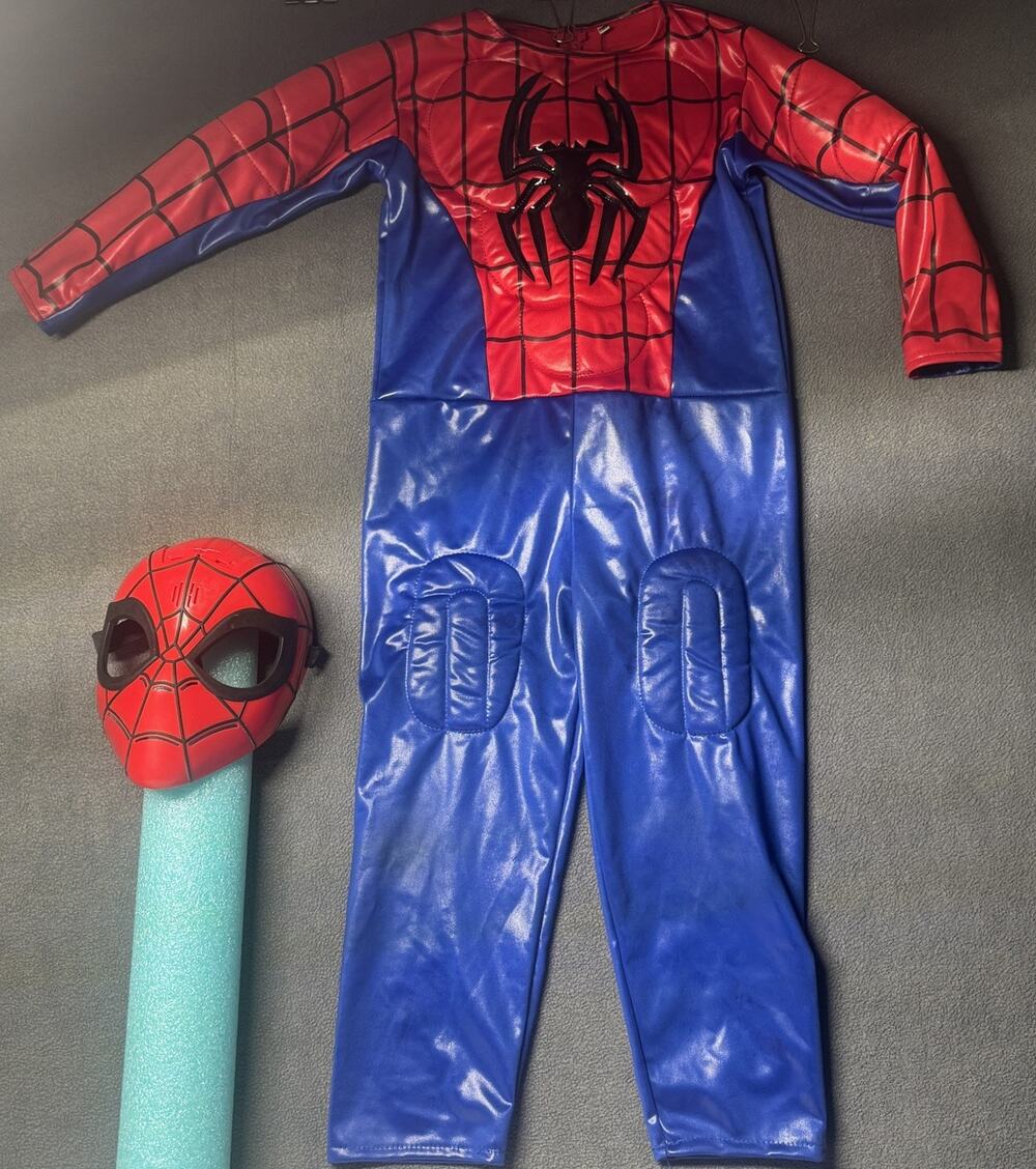 Spider-Man Muscle Costume W/ hard Sound Mask Kids/Youth Size 8 Cosplay